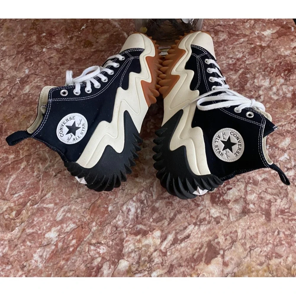 Converse Run Star Motion Hi Black White Gum Sneaker Sz Mens 7 Wo's 8.5 EUC! $159